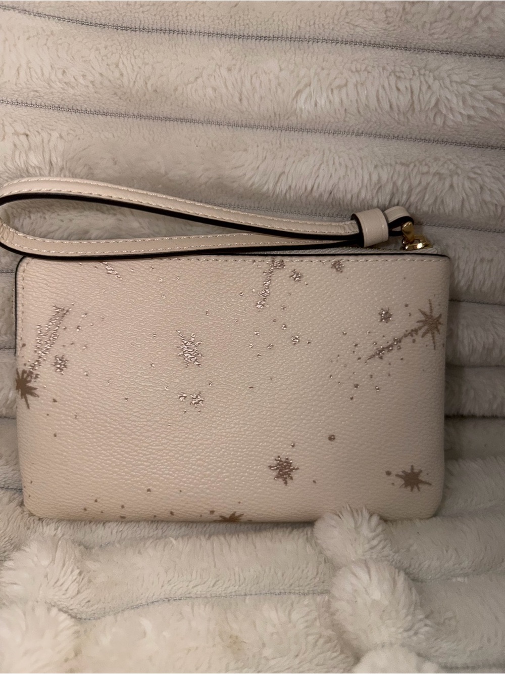 COACH Cream Wristlet with Metallic Star Print - Picture 2 of 4